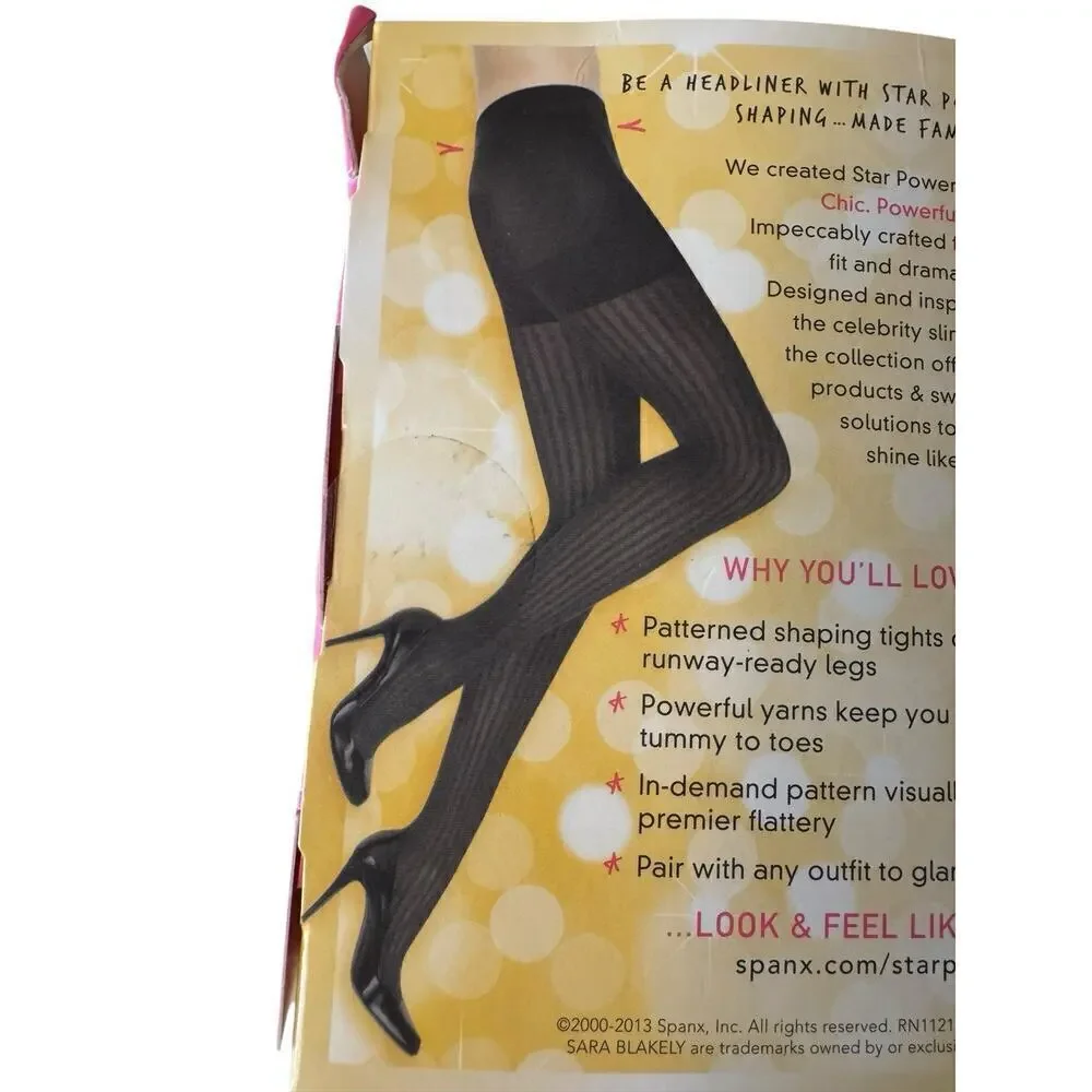 SPANX NEW Star Power 3X Ribbed Row Shaping Tights Black Slimming